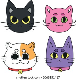 
Cute cartoon cats vector set