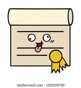 cute cartoon of a certificate