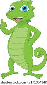 cute cartoon chameleon thumbs up