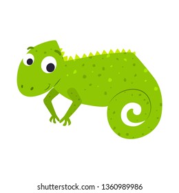 Cute Cartoon Chameleon Vector Illustration Stock Vector (Royalty Free ...