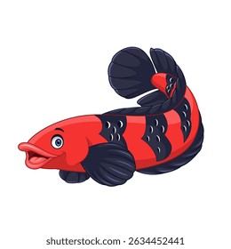 Cute cartoon channa fish isolated on white background