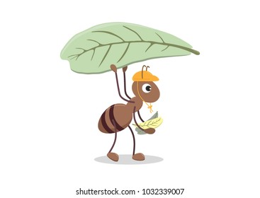 Cute Cartoon Character Of Ant, Vector.