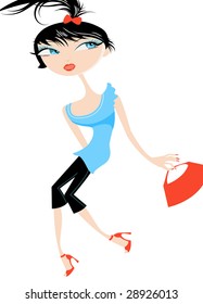 Cute cartoon character with a bag