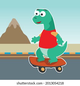 Cute cartoon character bear skater. Vector print with cute bear on a skateboard. Can be used for t-shirt print, kids wear fashion design, fabric textile, nursery wallpaper and other decoration.