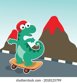 Cute cartoon character bear skater. Vector print with cute bear on a skateboard. Can be used for t-shirt print, kids wear fashion design, fabric textile, nursery wallpaper and other decoration.