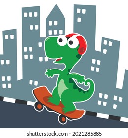 Cute cartoon character bear skater. Vector print with cute bear on a skateboard. Can be used for t-shirt print, kids wear fashion design, fabric textile, nursery wallpaper and other decoration.