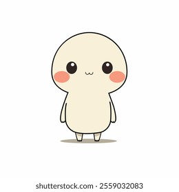 Cute Cartoon Character with Big Eyes and Rosy Cheeks Illustration