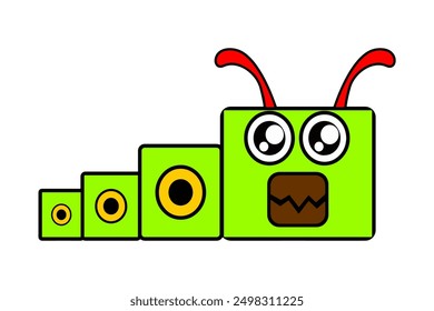 Cute Cartoon Character of a Boxy Caterpillar