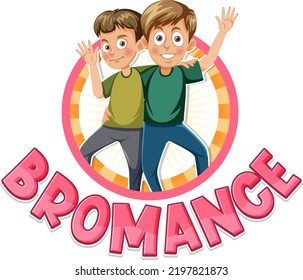 Cute Cartoon Character With Bromance Icon Illustration