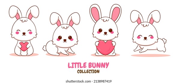 Cute cartoon character of bunny. Hand drawn style flat character