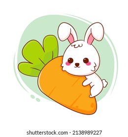 Cute Cartoon Character Bunny Hugging Big Stock Vector (Royalty Free ...