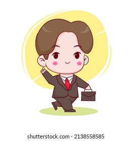 Cute cartoon character of businessman. Hand drawn style flat character isolated background