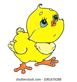 Cute cartoon character chick. Vector isolated on white background.