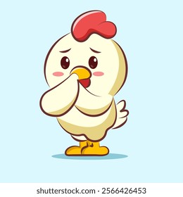 cute cartoon character chicken with full hope. animal cartoon logo for elements, sticker