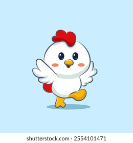 cute cartoon character chicken vector design for elements clipart and sticker