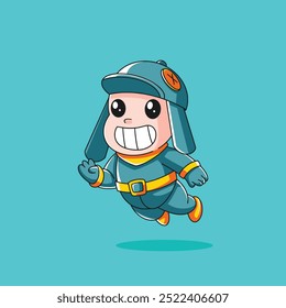 cute cartoon character children floating pose