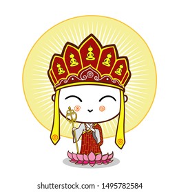Cute cartoon character Chinese monk vector illustration, Journey to the west. 