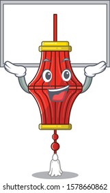 cute cartoon character chinese paper lanterns raised up board
