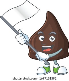 Cute cartoon character of chocolate conitos holding white flag