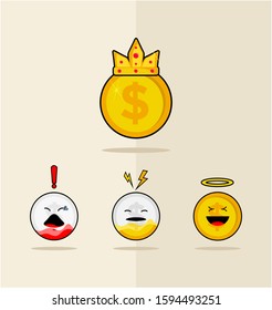 Cute cartoon character coin expression