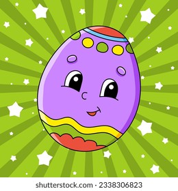 Cute cartoon character. Colorful vector illustration. Easter theme. Isolated on color background. Template for your design.