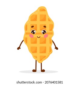 Cute cartoon character croffle standing single and smiling. Vector illustration isolated on white background.