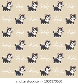 Cute cartoon character design black grey Siberian Husky dog pattern