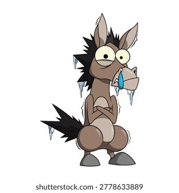 Cute Cartoon Character of Donkey get cooled
