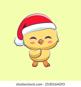 cute cartoon character duck wear a hat christmas vector design
