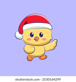 cute cartoon character duck wear a hat christmas vector design