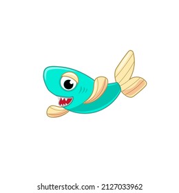 Cute cartoon character fish illustration