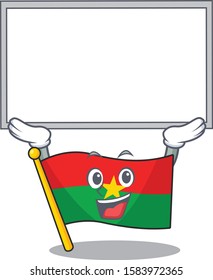 cute cartoon character flag burkina faso raised up board