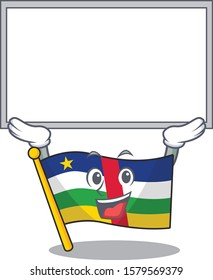 cute cartoon character flag central african raised up board