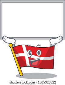 cute cartoon character flag denmark raised up board