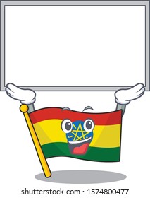 cute cartoon character flag ethiopia raised up board