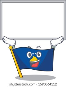 cute cartoon character flag kosovo raised up board