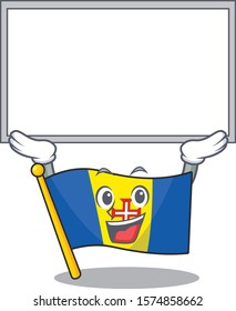 cute cartoon character flag madeira raised up board