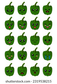 cute cartoon character of fresh food, fruits, vegetable, clip art for icon