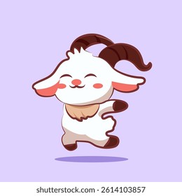 cute cartoon character goat is dancing vector design character