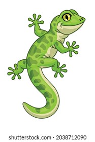 Cute cartoon character of green gecko