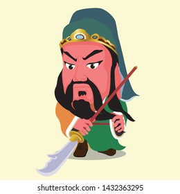 Cute cartoon character of Guan Yu