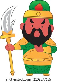 Cute cartoon character of Guan Yu
(Lord Guan). Vector illustration. 