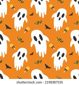 cute cartoon character halloween seamless design 