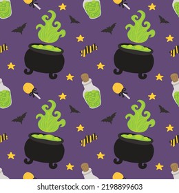 cute cartoon character halloween seamless design 