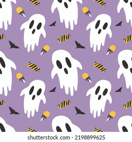 cute cartoon character halloween seamless design 