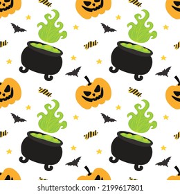 cute cartoon character halloween seamless design 