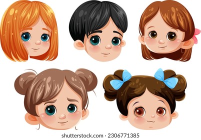 Cute cartoon character head illustration