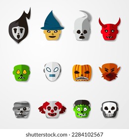 Cute Cartoon Character Helloween set. cartoon halloween character elements.