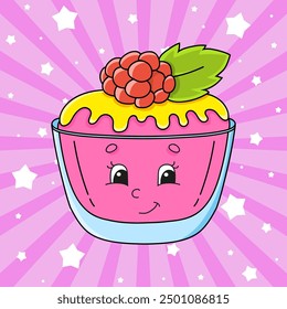 Cute cartoon character. Isolated on color background. Template for your design. Vector illustration.