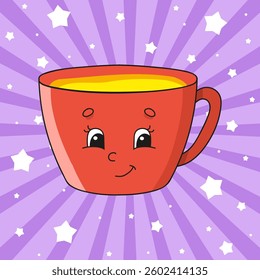 Cute cartoon character. Isolated on color background. Template for your design. Vector illustration.